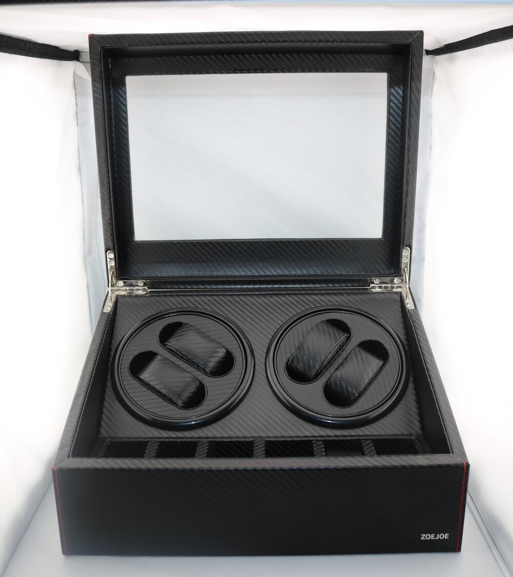 4 + 6 Silent Automatic Rotation Watch Winder Storage Case Box Dual Motor Holder